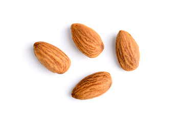 Almond on white background
