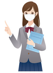 マスクをした女子生徒　説明