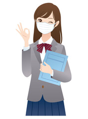 マスクをした女子生徒　説明