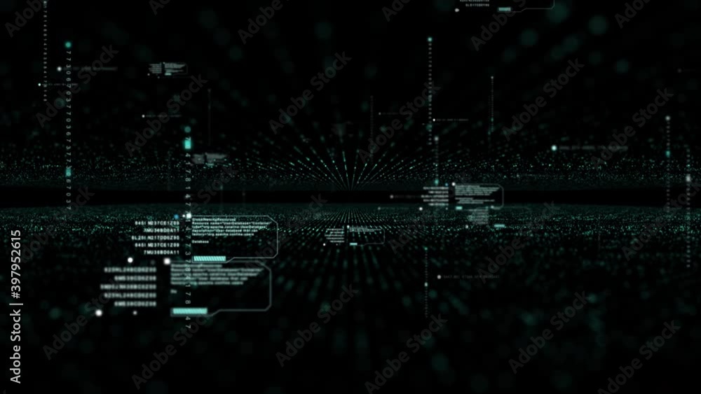 Aufkleber Holographic simulation of 5G network concept, artificial intelligence deep learning performing analytic computational head up display loop background