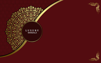 Luxury gold mandala ornate background for wedding invitation, book cover with mandala element style premium vector