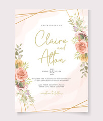 Romantic roses wedding invitation template