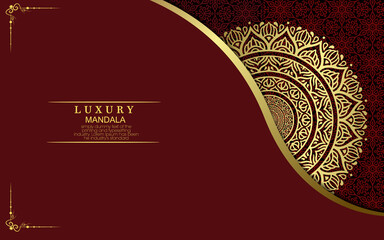 Luxury gold mandala ornate background for wedding invitation, book cover with mandala element style premium vector