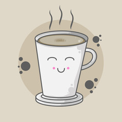 cute character coffee cup illustration style six
