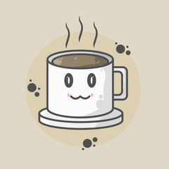 cute character coffee cup illustration style two