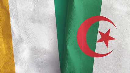 Algeria and Cote d'Ivoire Ivory coast two flags textile cloth 3D rendering