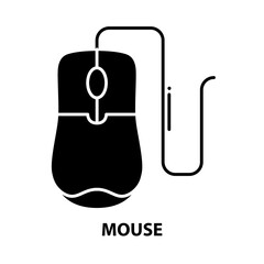Fototapeta premium mouse symbol icon, black vector sign with editable strokes, concept illustration