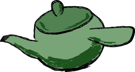 墨で描いた手書きのアートな急須(きゅうす)のイラスト