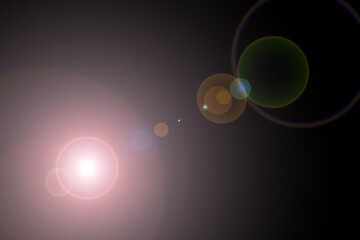 sun of Lens Flare on black background