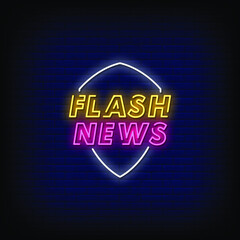 Flash News Neon Signs Style Text Vector