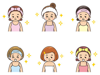 ヘアバンドを付けた女性　美容　ビューティー　スキンケア