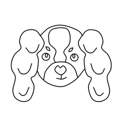 Vector icon portrait of a small dog drawn in the style of doodles. Cute Spaniel dog logos. Vector illustration in cartoon style. Outline drawing