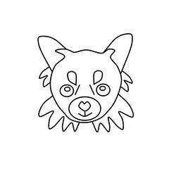 Vector icon portrait of a small dog drawn in the style of doodles. Cute Chihuahua dog logos. Vector illustration in cartoon style. Outline drawing