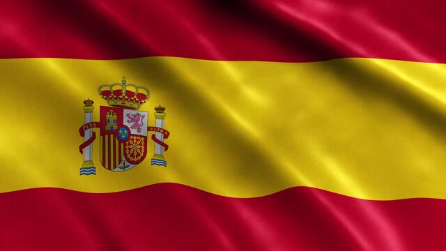 Spain National Flag Country Banner Waving 3D Loop Animation. High Quality 4K Resolution.