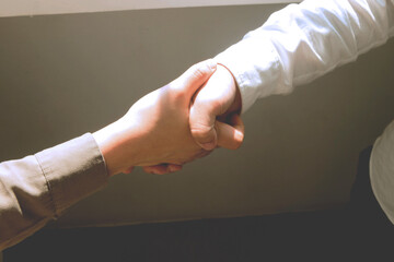 Business handshake. Business people shaking hands, finishing up a meeting,Success agreement negotiation.