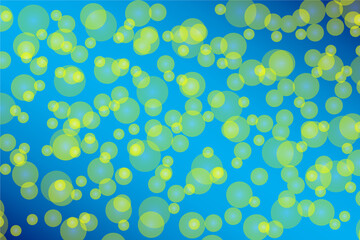 Blue bokeh background Different yellow bokeh bubbles