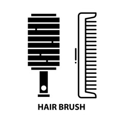 hair brush symbol icon, black vector sign with editable strokes, concept illustration
