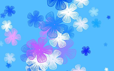 Fototapeta na wymiar Light Blue, Red vector doodle pattern with flowers.
