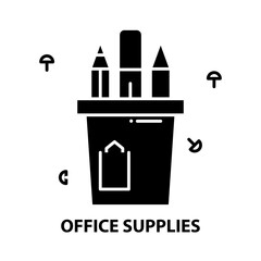 office supplies icon, black vector sign with editable strokes, concept illustration