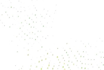 Light Green vector background with music symbols.