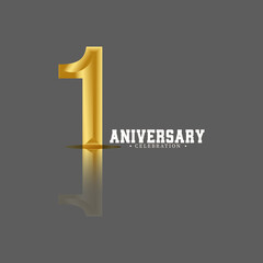 1 Year anniversary celebration vector template illustration