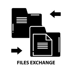 files exchange icon, black vector sign with editable strokes, concept illustration