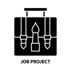 job project icon, black vector sign with editable strokes, concept illustration