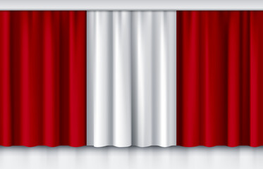 Flag of Peru on silk curtain, stage performance event ceremony show,3d illustration