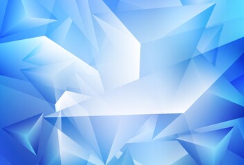 Light BLUE vector template with crystals, triangles.