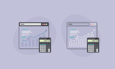 Online financial statistics. Isolated objects on background. Icon concept for websites, web design, mobile app, infographics.