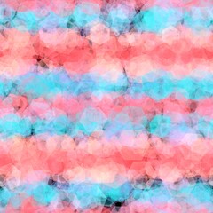 Seamless geo splattered hexagon shape pattern print. High quality illustration. Detailed digital render of polygonal shapes spread like confetti and glowing. Seamless repeat raster jpg pattern swatch.