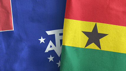 Ghana and French Southern and Antarctic Lands two flags 3D rendering