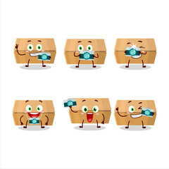Photographer profession emoticon with food pack cartoon character