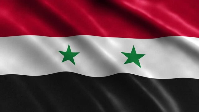 Syria National Flag Country Banner Waving 3D Loop Animation. High Quality 4K Resolution.