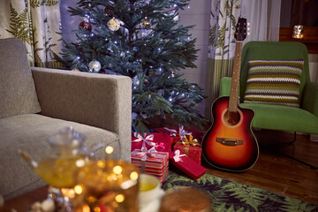 Image of Christmas home decoration in room interior