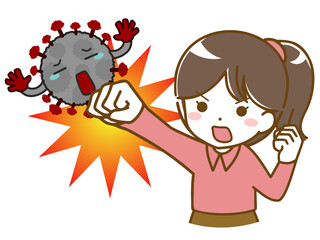 ウイルスを撃退する少女
