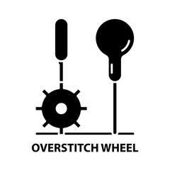 overstitch wheel icon, black vector sign with editable strokes, concept illustration