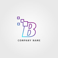 trendy logotype letter B pixel decoration for digital services company