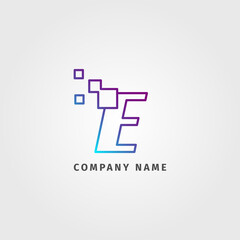 trendy logotype letter E pixel decoration for digital services company