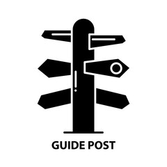 guide post icon, black vector sign with editable strokes, concept illustration