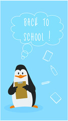 Penguin cartoon character animal be a teacher for back to school concept. Penguin teaching  for education logo