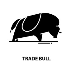 trade bull icon, black vector sign with editable strokes, concept illustration
