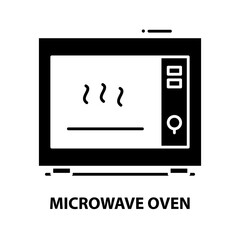 microwave oven icon, black vector sign with editable strokes, concept illustration
