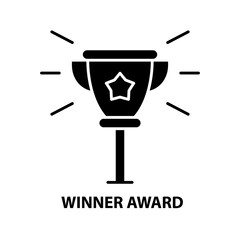 winner award icon, black vector sign with editable strokes, concept illustration