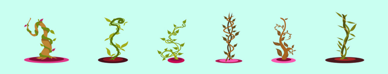 set of beanstalk cartoon icon design template with various models. vector illustration isolated on black background
