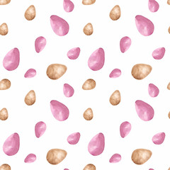 Watercolor Easter seamless pattern with painted eggs. Perfect for printing, textile, web design. Scrap paper, photo albums, various gift items and other creative uses.