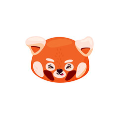 Red panda head as emoji. Naughty face expression. Vector illustration of smiley animal in cartoon style