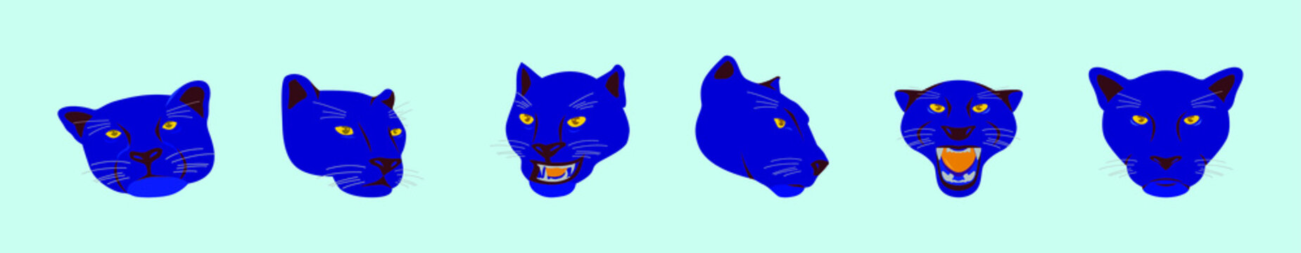 set of panther logo cartoon design template with various models. vector illustration isolated on background