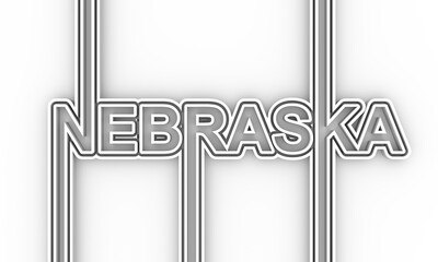 Image relative to USA travel. Nebraska state name in geometry style design. Creative vintage typography poster concept. 3D rendering