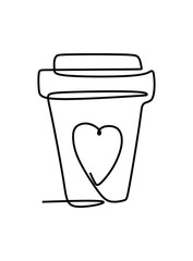 A paper coffee cup. Continuous one line drawing